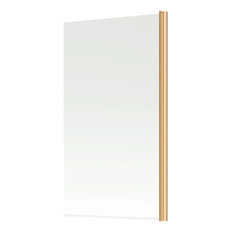 Aquarius LevAqua Straight 6mm Hinged Bath Screen 1400 x 800mm in Brushed Brass