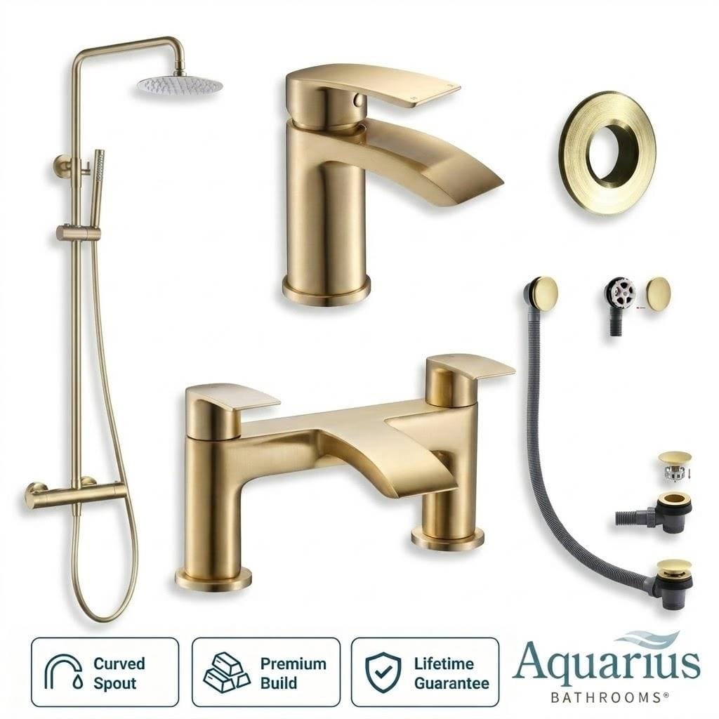 Aquarius Arc Complete Brassware Pack with Bath and Basin Tap and Exposed Shower