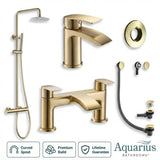 Aquarius Arc Complete Brassware Pack with Bath and Basin Tap and Exposed Shower