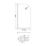 Aquarius Bathrooms Bath Screen Aquarius LevAqua Curved 6mm Hinged Bath Screen 1400 x 800mm