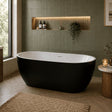 Aquarius Bathrooms Modern Freestanding Bath White Aquarius Luxor Freestanding Soaking Bath Tub - 1650 x 745mm - Gloss Black