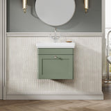Aquarius Wall Mounted Vanity Unit Green / 1 Aquarius Leighton 500mm Wall Mounted One Drawer Vanity Unit with Basin