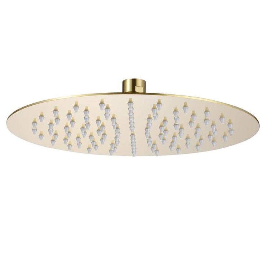 Aquarius Bathrooms Fixed Shower Head Brushed Brass Aquarius RainLux Round Slim Shower Head