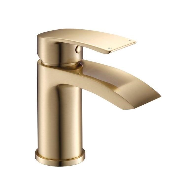 Aquarius Bathrooms Mono Basin Tap Brushed Brass Aquarius Arc Mono Basin Mixer Tap with Waste