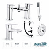 Aquarius Hydro Complete Bath Brassware Pack with Basin Mixer, Bath and Shower Mixer