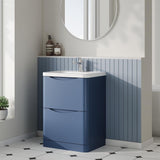 Aquarius Bathrooms Floor Standing Vanity Unit Blue Aquarius Seren 600mm Floor Standing Two Drawer Vanity Unit with Basin