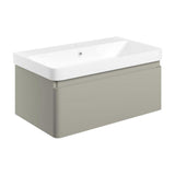 Aquarius Bathrooms Wall Mounted Vanity Unit 805mm / Matt Latte Aquarius Sophie Wall Hung One Drawer Vanity Unit with 1 Tap Hole Basin
