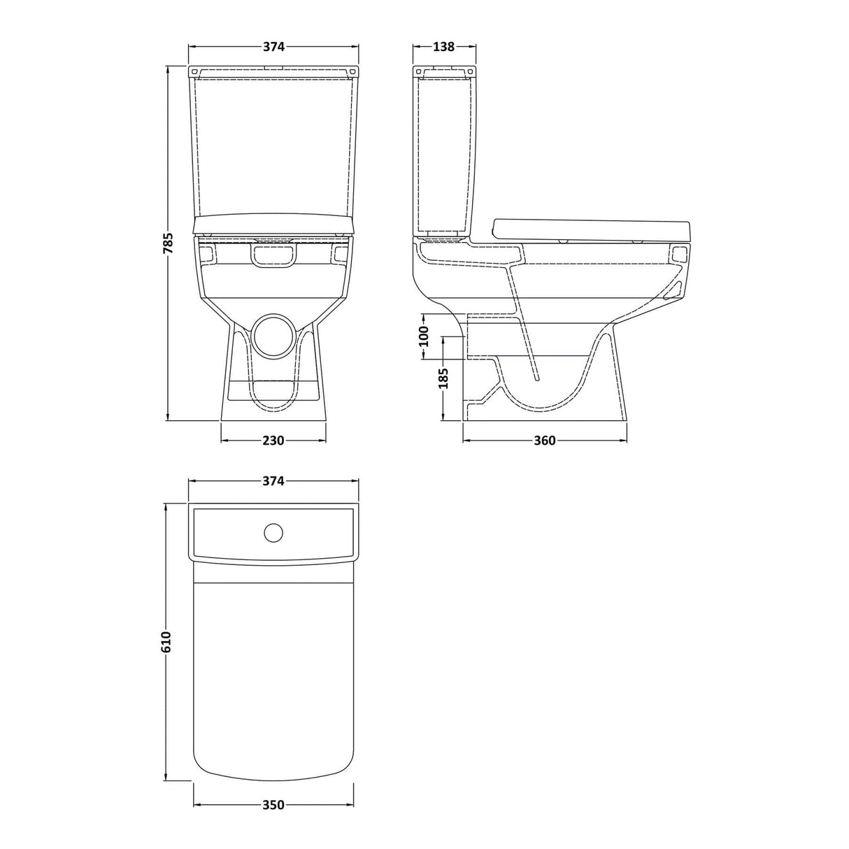 Aquarius Bathrooms Close Coupled Toilet Aquarius Squared Close Coupled Toilet with Soft Close Seat