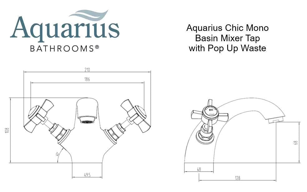 Aquarius Chic Basin Mixer Tap with Pop-Up Waste