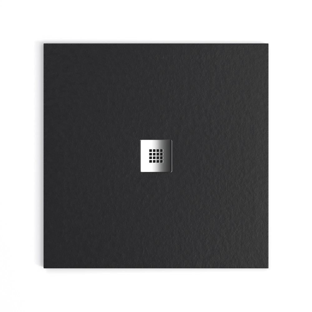 Aquarius Honiston Mineral Composite Slate Effect Shower Tray in Midnight Black