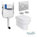 Aquarius Bathrooms Back To Wall Toilet Chrome / Round Aquarius Urbano Rimless Back to Wall Toilet Pack with Cistern, Flush Plate, Soft Closing Seat and Hinge Covers