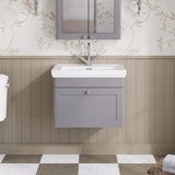 Aquarius Wall Mounted Vanity Unit Grey / 1 Aquarius Leighton 600mm Wall Mounted One Drawer Vanity Unit with Basin