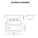 Aquarius Bathrooms Single Ended Bath 1700 x 700mm Aquarius Aaron Single Ended Standard Bath