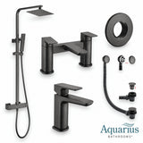 Aquarius Hydro Complete Shower Brassware Pack with Basin Mixer, Bath Mixer & Round Exposed Shower