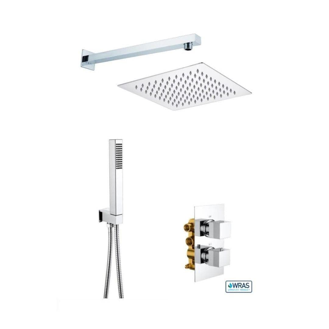 Aquarius Bathrooms Concealed Shower Set Chrome Aquarius RainLux Square 2 Outlet Shower Bundle