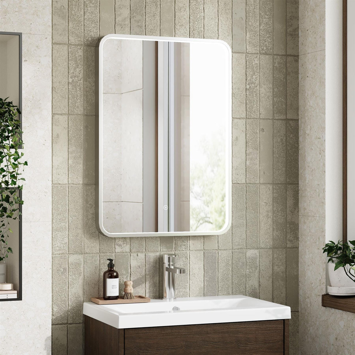 Aquarius Bathrooms Illuminated Mirror Chrome Aquarius Lumine Inset Framed LED Touch Sensor Rectangular Mirror - 700 x 500mm