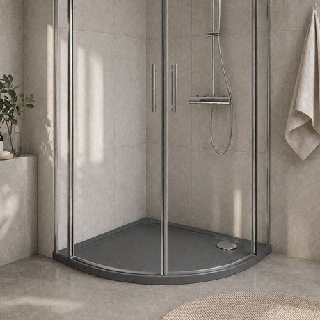 Aquarius Bathrooms Quadrant Shower Tray Aquarius Urbano Quadrant 45mm Stone Resin Shower Tray in Slate Grey