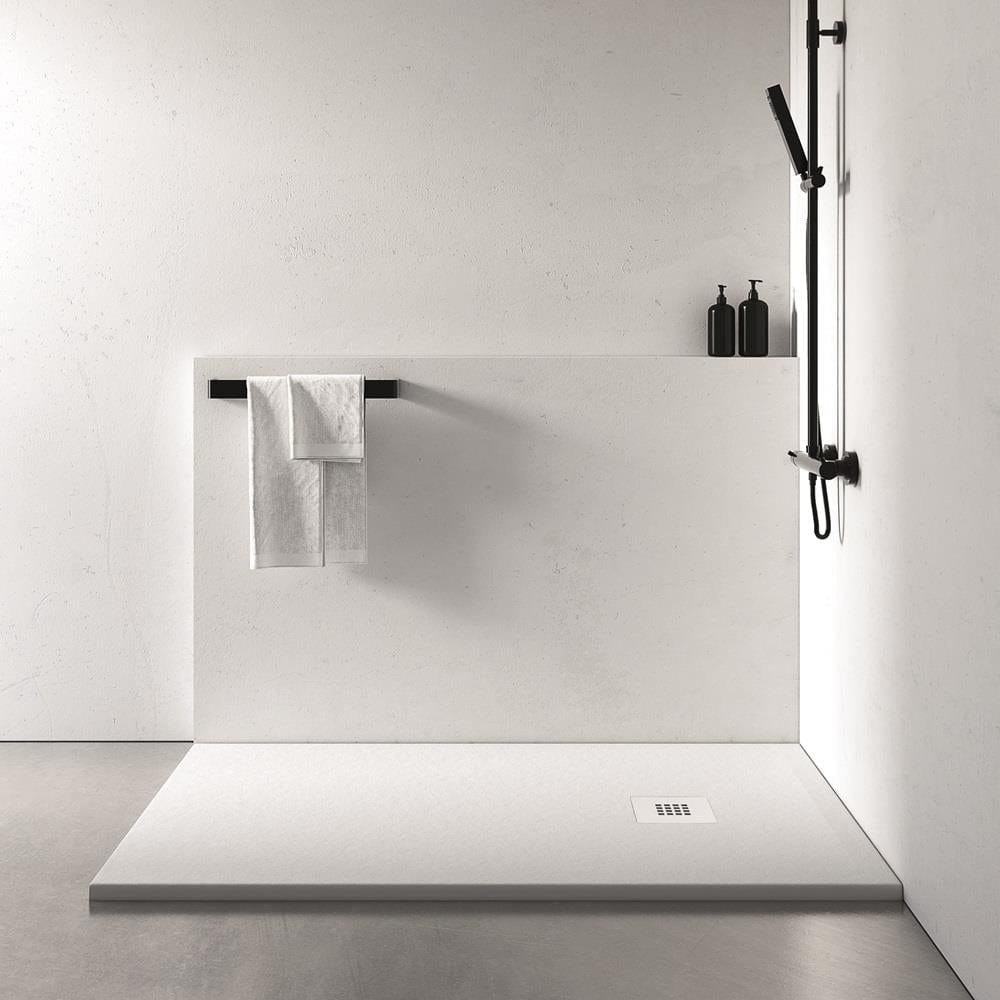 Aquarius Bathrooms Shower Tray Aquarius Honiston Mineral Composite Slate Effect Shower Tray in Arctic White