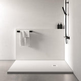 Aquarius Bathrooms Shower Tray Aquarius Honiston Mineral Composite Slate Effect Shower Tray in Arctic White