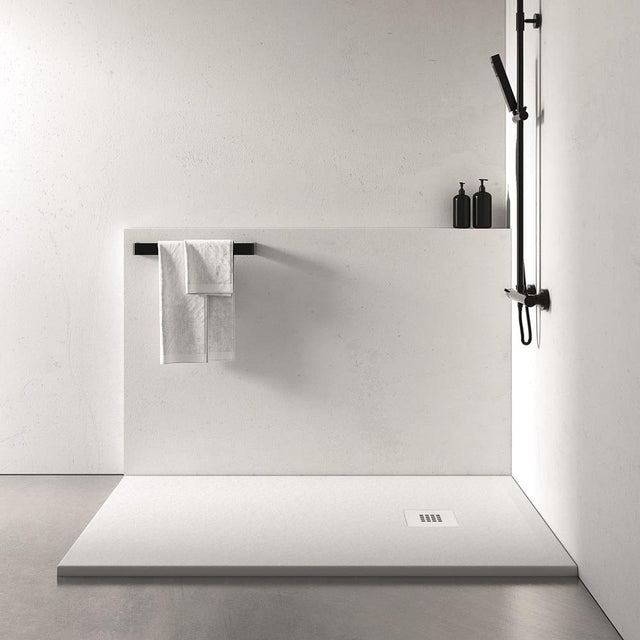 Aquarius Bathrooms Shower Tray Aquarius Honiston Mineral Composite Slate Effect Shower Tray in Arctic White
