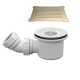 Aquarius Bathrooms Shower Tray Waste Brushed Brass / White Aquarius Urbano 90mm Shower Waste with Square Grill for 32mm Slimline Trays