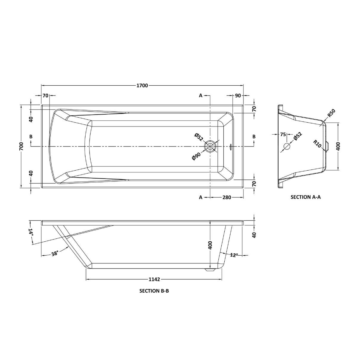 Aquarius Bathrooms Single Ended Bath Aquarius Llyn Single Ended Bath With Legs Set