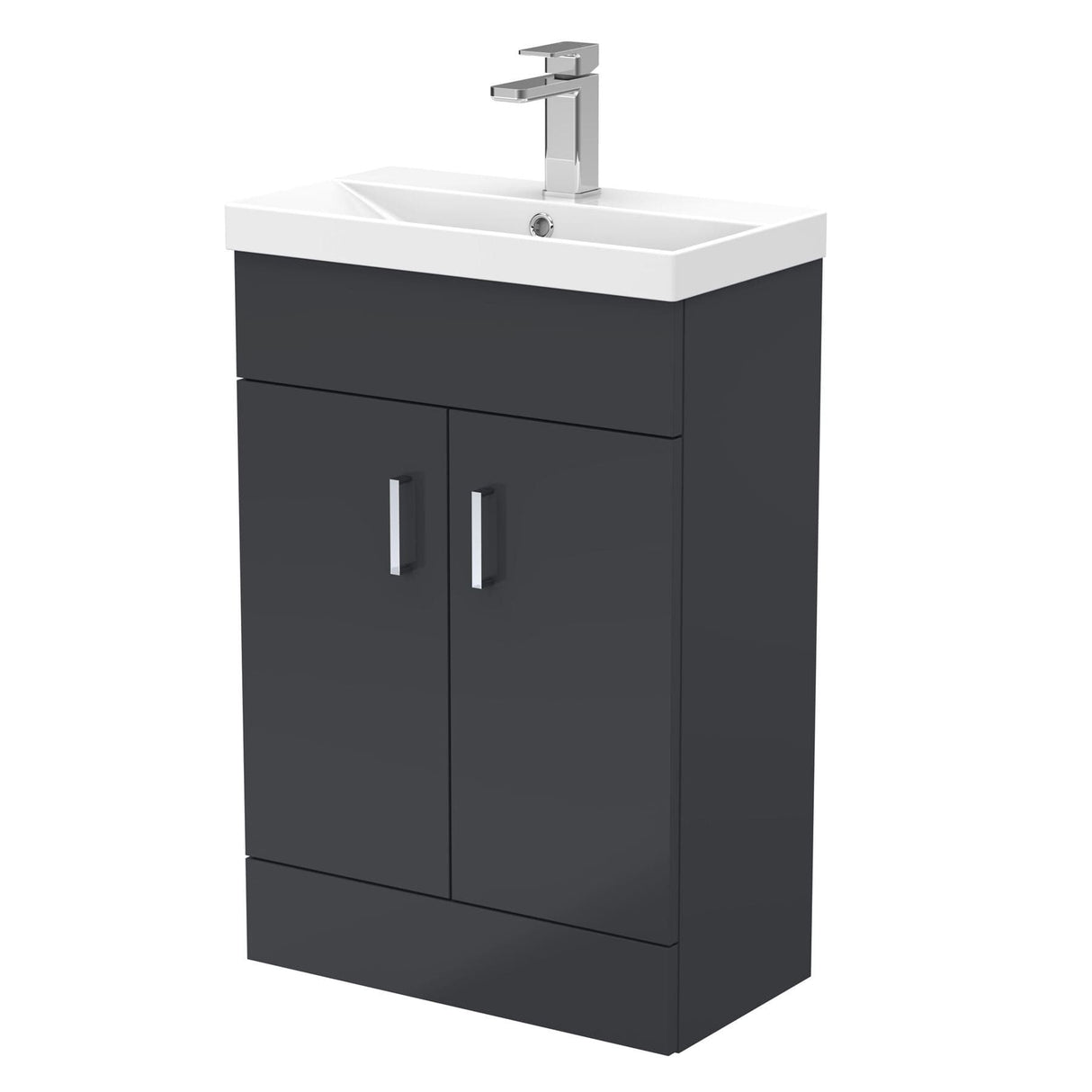 Aquarius Cloakroom Vanity Unit Aquarius Hoban 550mm Compact Floor Standing 2 Door Cloakroom Vanity Unit with 1 Tap Hole Basin