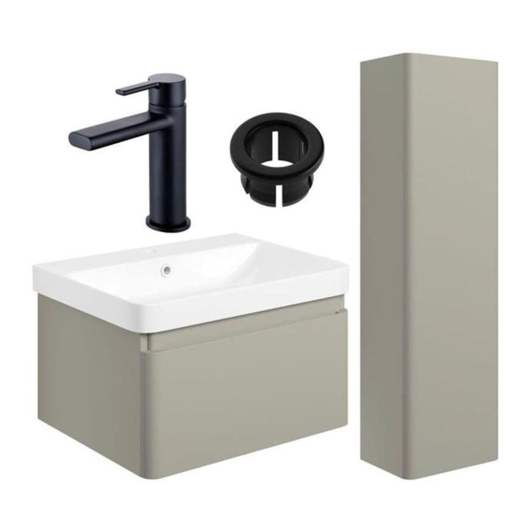 Aquarius Vanity Unit Matt Latte / Matt Black Aquarius Sophie 605mm Vanity Unit and Tall Boy Set with Finishes