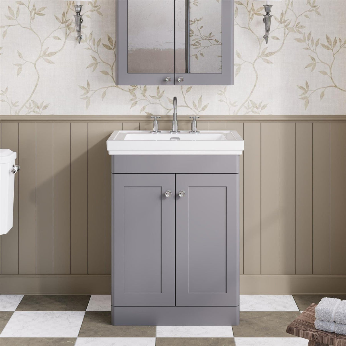 Aquarius Bathrooms Floor Standing Vanity Unit Grey / 3 Aquarius Leighton 500mm Floor Standing Two Door Vanity Unit with Basin