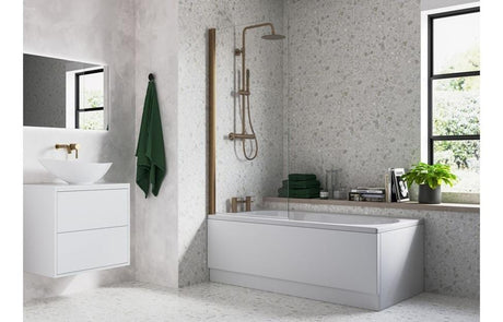 Aquarius Bathrooms Hinged Bath Screen Aquarius LevAqua Straight 6mm Brushed Bronze Hinged Bath Screen 1500 x 800mm