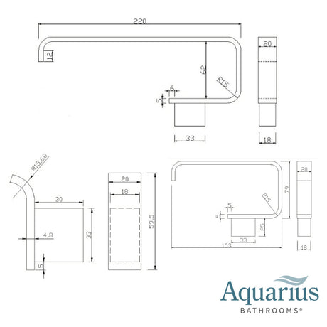 Aquarius Bathrooms Accessory Set Aquarius FT 3 Piece Bathroom Accessory Pack