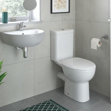 Aquarius Bathrooms Close Coupled Toilet Aquarius Willow Open Back Close Short Projection Coupled WC Toilet With Soft Close Seat AQWW0216
