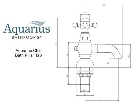 Aquarius Bathrooms Pillar Bath Tap Aquarius Chic Bath Pillar Taps (Pair)