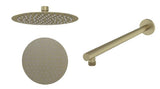 Aquarius Bathrooms Shower Arm and Head Kit Aquarius Modern Round Over Head 8" Shower Head & Arm Brushed Brass AQ60102221