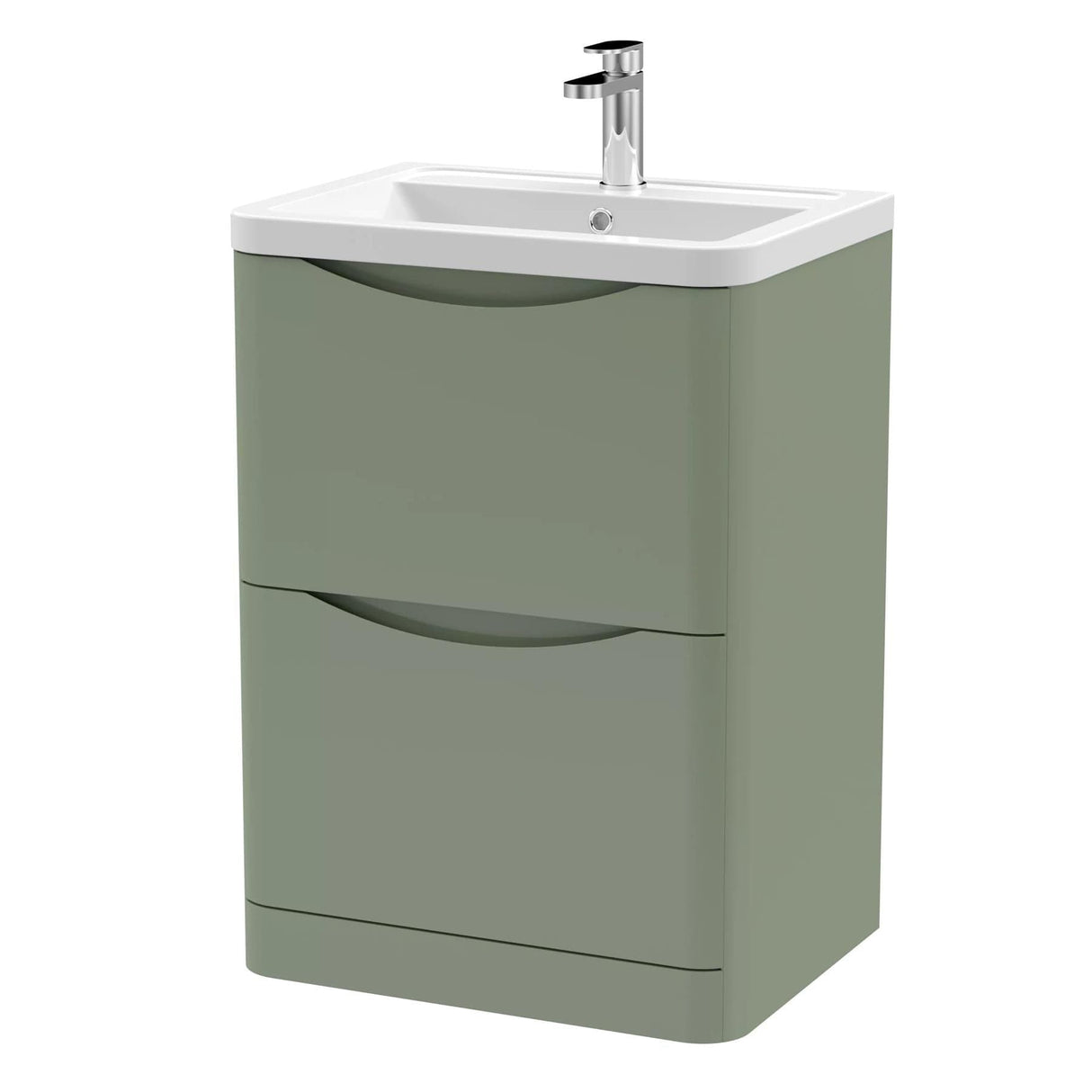 Aquarius Bathrooms Floor Standing Vanity Unit Aquarius Seren 600mm Floor Standing Two Drawer Vanity Unit with Basin