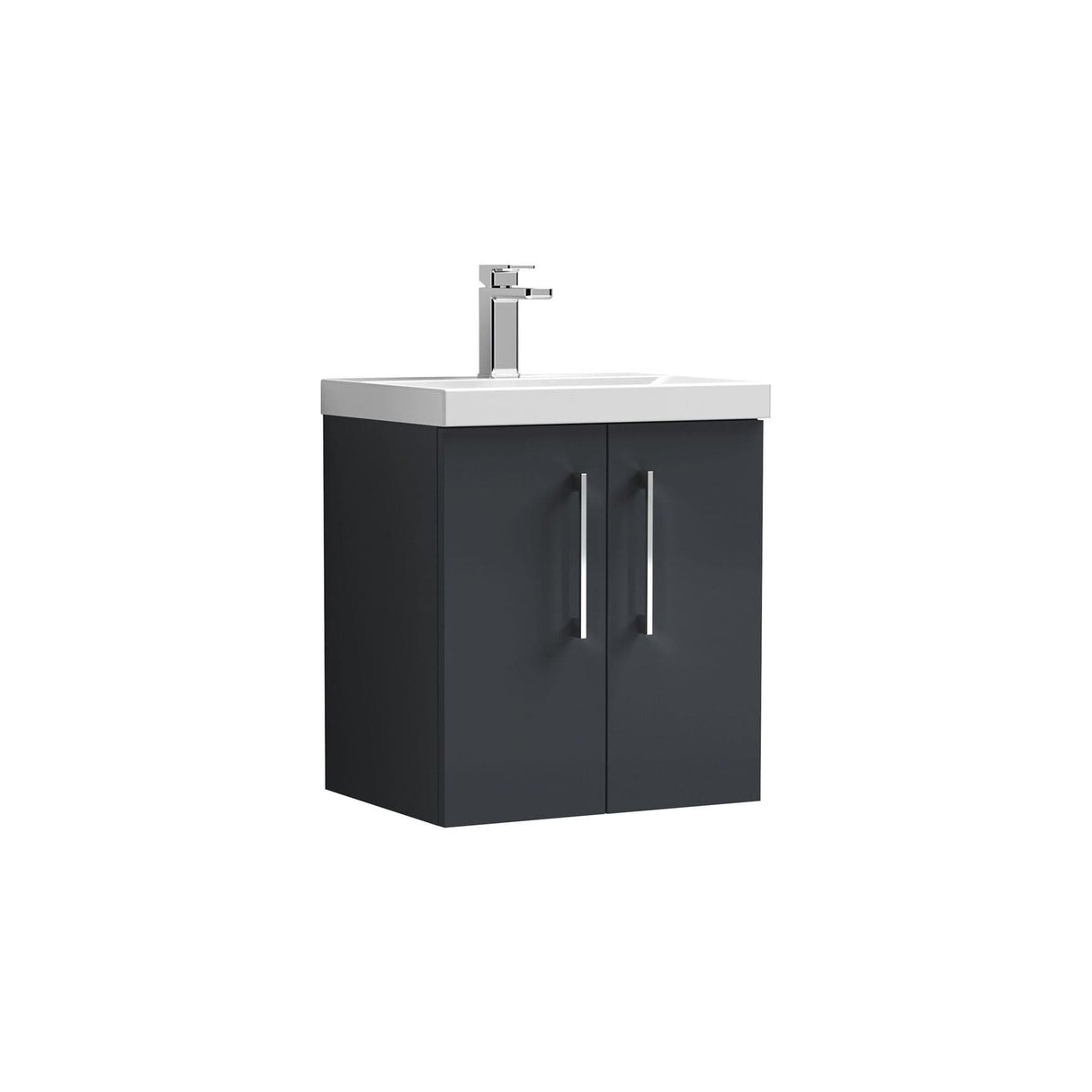 Aquarius Floor Standing Vanity Unit Aquarius Brisbane 500mm Wall Hung 2 Door Vanity Unit with 1 Tap Hole Mid Edge Basin