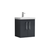 Aquarius Floor Standing Vanity Unit Aquarius Brisbane 500mm Wall Hung 2 Door Vanity Unit with 1 Tap Hole Mid Edge Basin