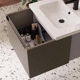 Aquarius Bathrooms Wall Mounted Vanity Unit Aquarius Contour 615mm Wall Mounted One Drawer Vanity Unit with Worktop
