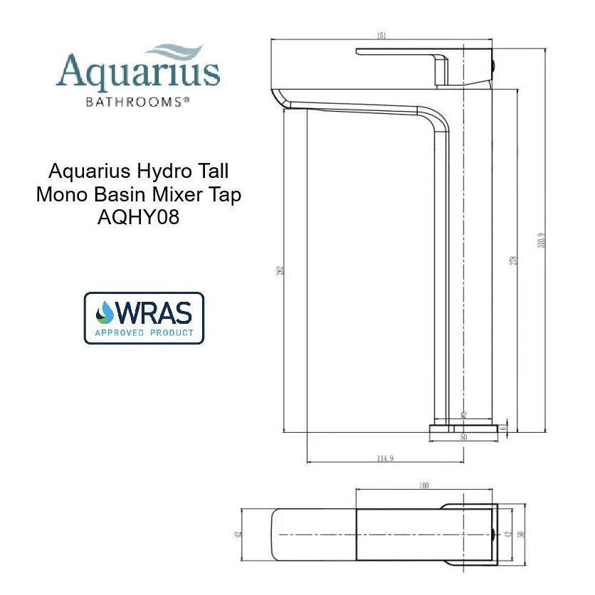 Aquarius Hydro Tall Mono Basin Mixer Tap