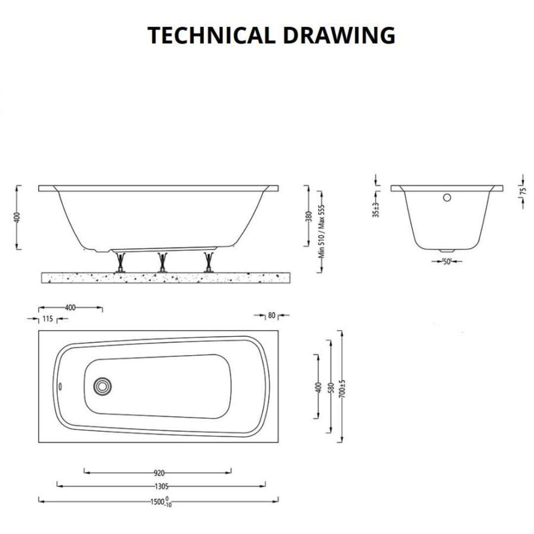 Aquarius Bathrooms Single Ended Bath 1600 x 700 Aquarius Agar Single Ended Standard Bath