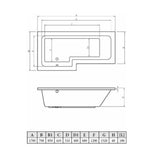 Aquarius Bathrooms Shower Bath Aquarius Splash 1700mm x 700mm L-Shape Shower Bath, Screen And Front Panel Set