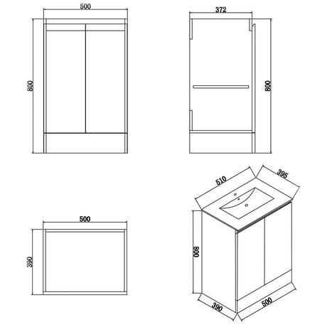 Aquarius Bathrooms Floor Standing Vanity Unit Aquarius Halite Waterproof Grey Vanity Unit and 1TH Basin
