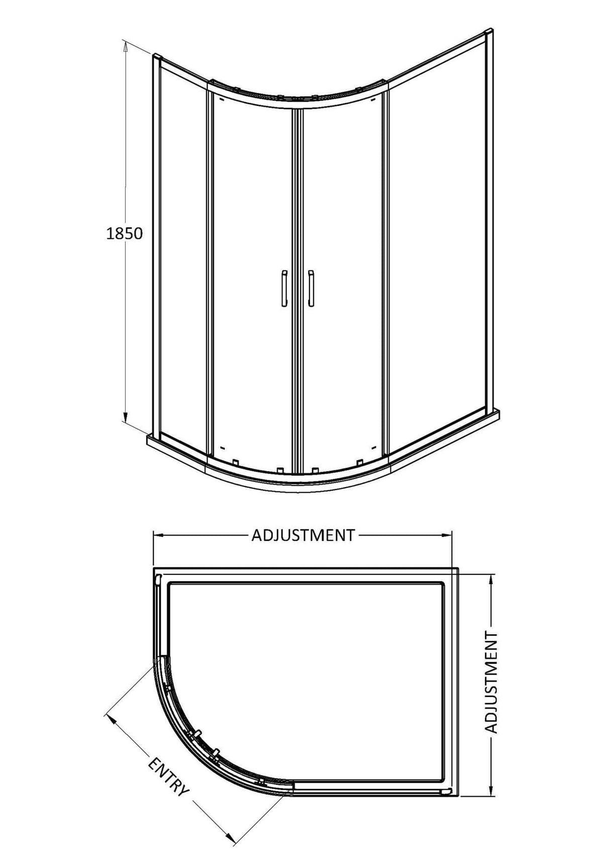 Aquarius Urbano 6mm Quadrant Shower Enclosure 1850mm