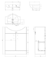 Aquarius Bathroom Suite Aquarius View 650mm Vanity Unit and Close Coupled WC Toilet Set AQVW2562