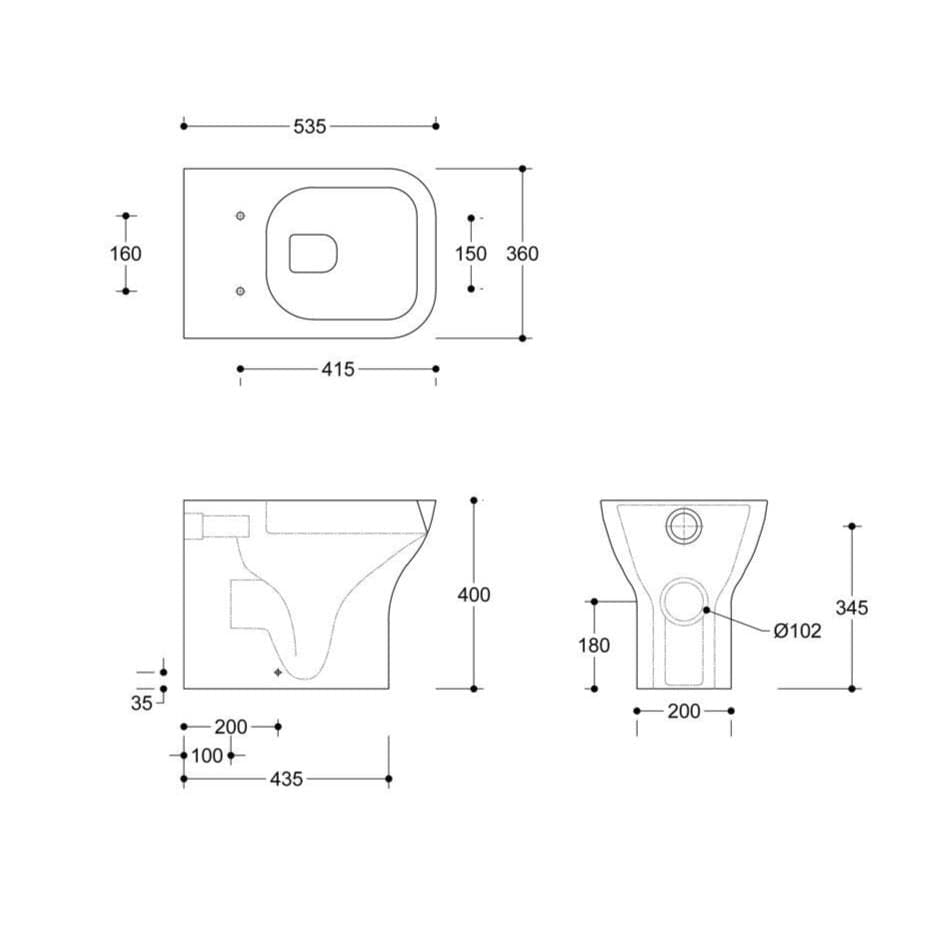 Aquarius Bathrooms Back To Wall Toilet Aquarius Sequoia Back To Wall Rimless Toilet with Slimline Soft Close Seat
