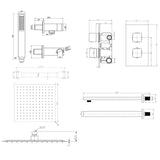 Aquarius Bathrooms Concealed Shower Set Aquarius RainLux Square 2 Outlet Shower Bundle