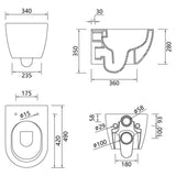 Aquarius Bathrooms Wall Hung Toilet Aquarius Emma Rimless ProFlush Short Projection Wall Hung Toilet with Soft Close Seat